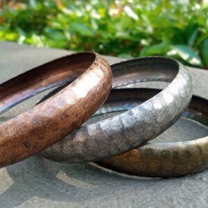 Copper, Gold & Silver Trio Metal Bracelets (set of 3)